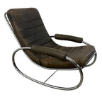 Vintage leather and chrome Bauhaus rocking lounge chair