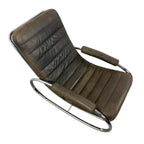 Vintage leather and chrome Bauhaus rocking lounge chair