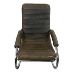 Vintage leather and chrome Bauhaus rocking lounge chair