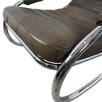Vintage leather and chrome Bauhaus rocking lounge chair
