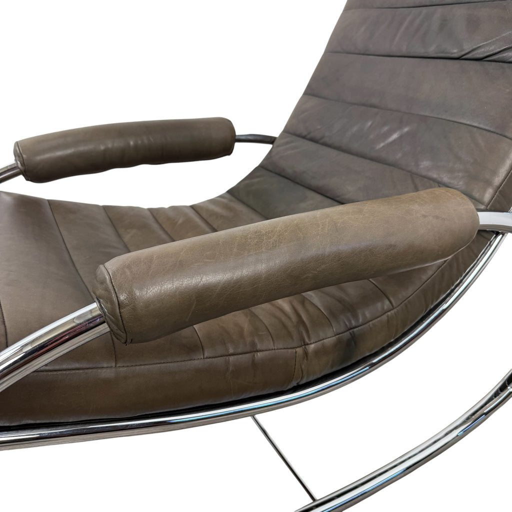 Vintage leather and chrome Bauhaus rocking lounge chair