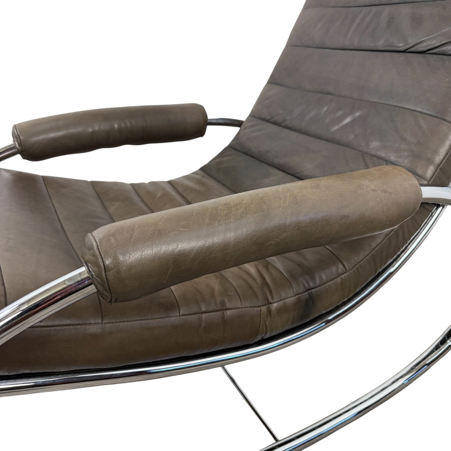 Vintage leather and chrome Bauhaus rocking lounge chair