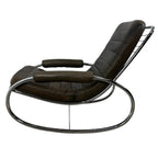 Vintage leather and chrome Bauhaus rocking lounge chair