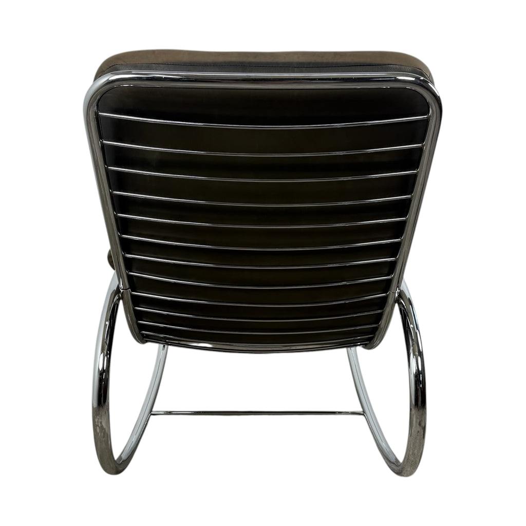 Vintage leather and chrome Bauhaus rocking lounge chair