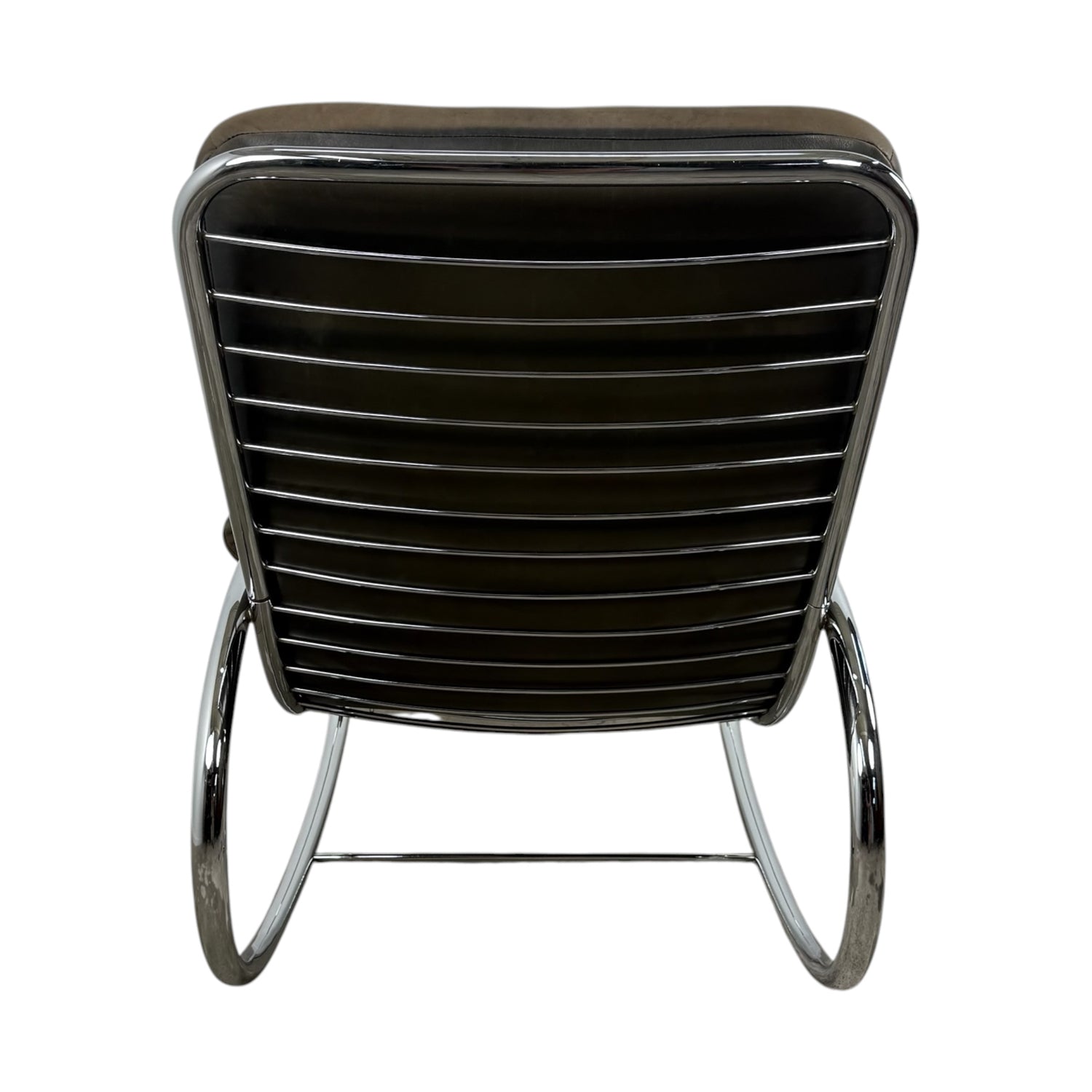 Vintage leather and chrome Bauhaus rocking lounge chair