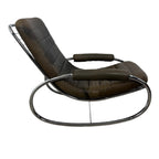 Vintage leather and chrome Bauhaus rocking lounge chair