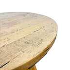 Vintage Brutalist Round Oak Coffee Table