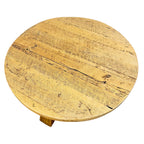 Vintage Brutalist Round Oak Coffee Table