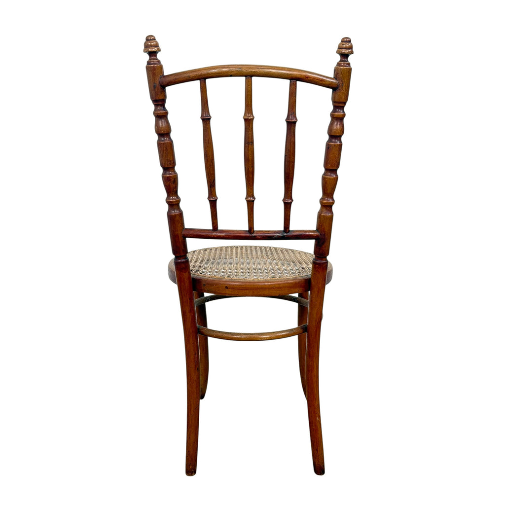Set van vier antieke gebogenhouten caféstoelen – Thonet / Fischel stijl – webbing zittingen