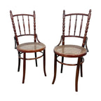 Set of Two Antique Fischel Bentwood Bistro Chairs Thonet