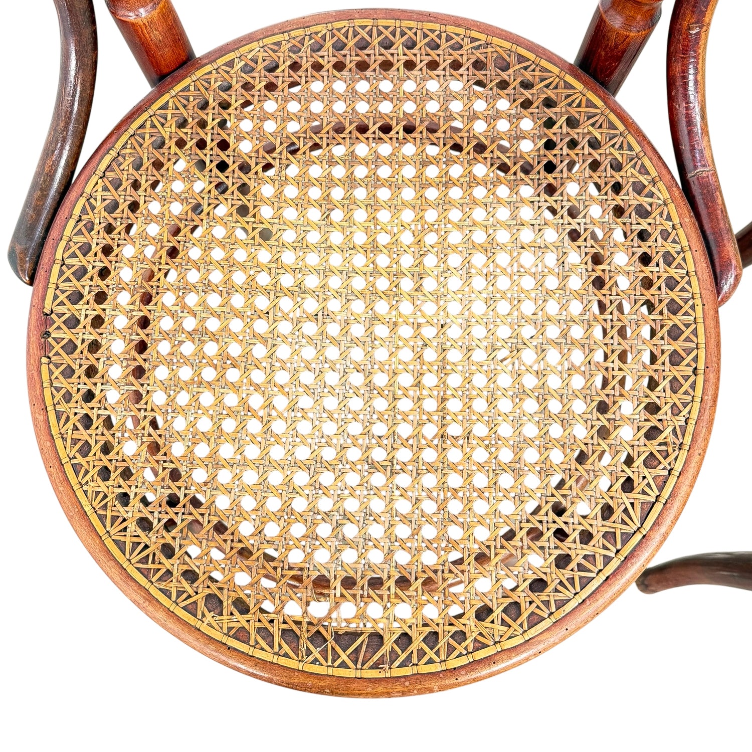 Set van twee antieke Fischel gebogenhouten stoelen – Weense caféstoelen – webbing zittingen
