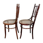 Set of Two Antique Fischel Bentwood Bistro Chairs Thonet