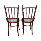 Set of Two Antique Fischel Bentwood Bistro Chairs Thonet