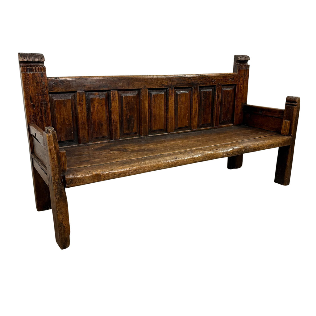 Antique Traditional Spanish Oak Bench