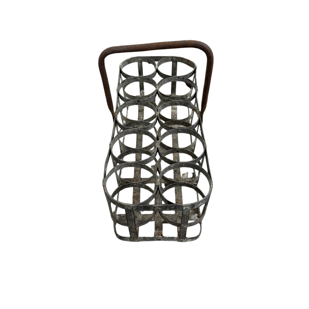 Large antique galvanized bottle carrier 10 Bottles