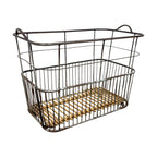 Vintage French Metal Bakery Cart long– Industrial Bread Trolley – Rolling Laundry Basket