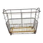 Vintage French Metal Bakery Cart long– Industrial Bread Trolley – Rolling Laundry Basket