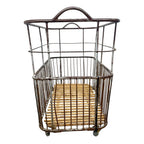 Vintage French Metal Bakery Cart long– Industrial Bread Trolley – Rolling Laundry Basket