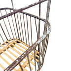 Vintage French Metal Bakery Cart long– Industrial Bread Trolley – Rolling Laundry Basket
