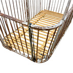 Vintage French Metal Bakery Cart long– Industrial Bread Trolley – Rolling Laundry Basket