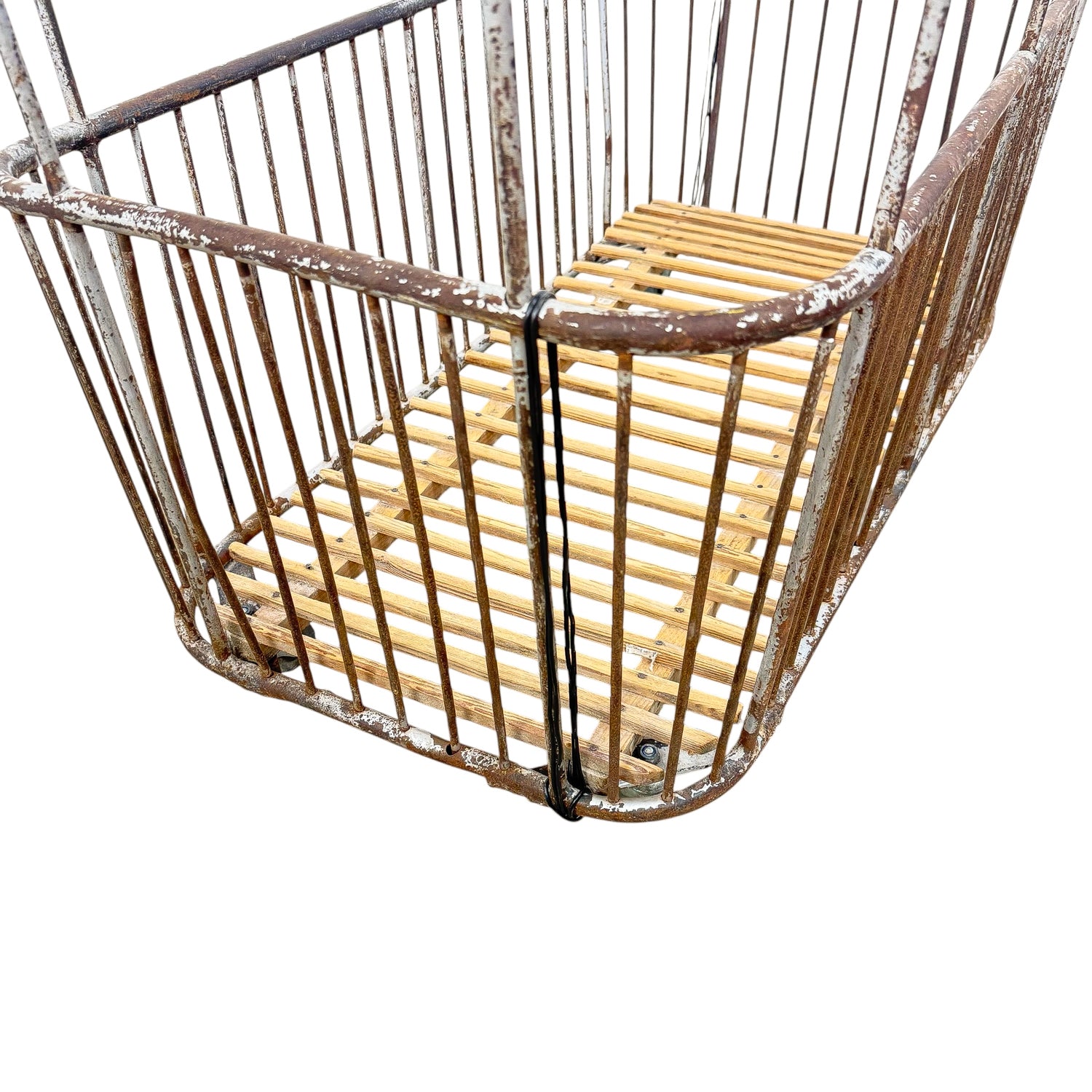 Vintage French Metal Bakery Cart long– Industrial Bread Trolley – Rolling Laundry Basket