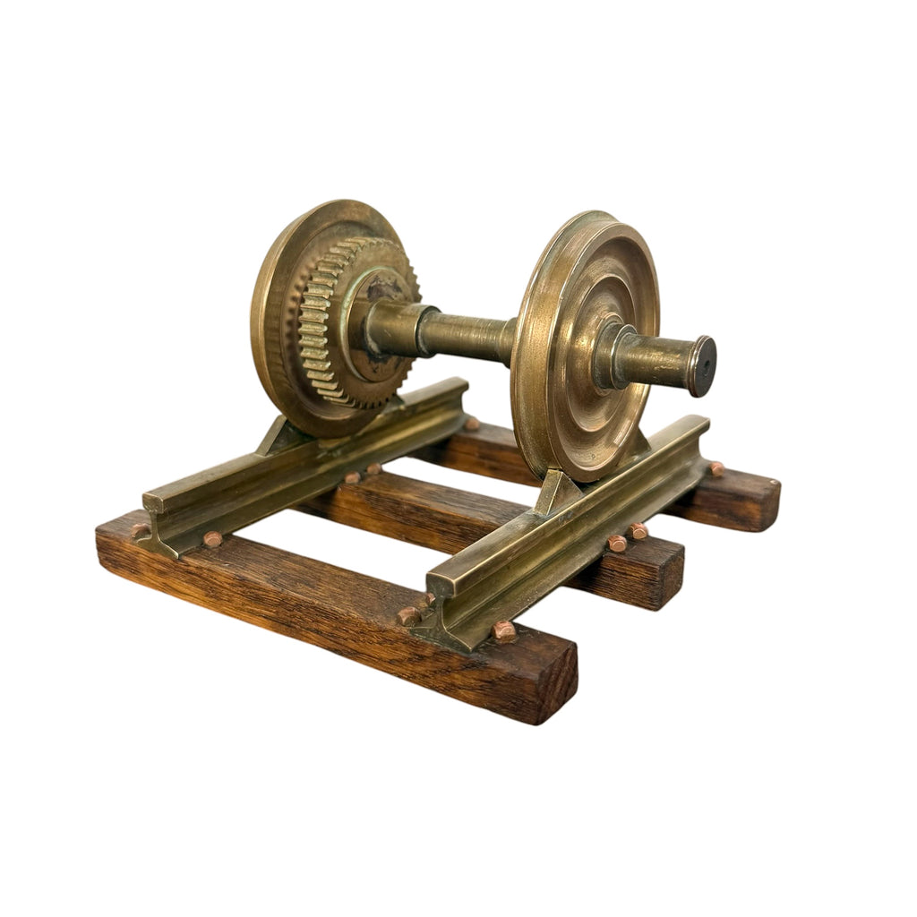 Vintage Messing Spoorwegwielstel Displaymodel