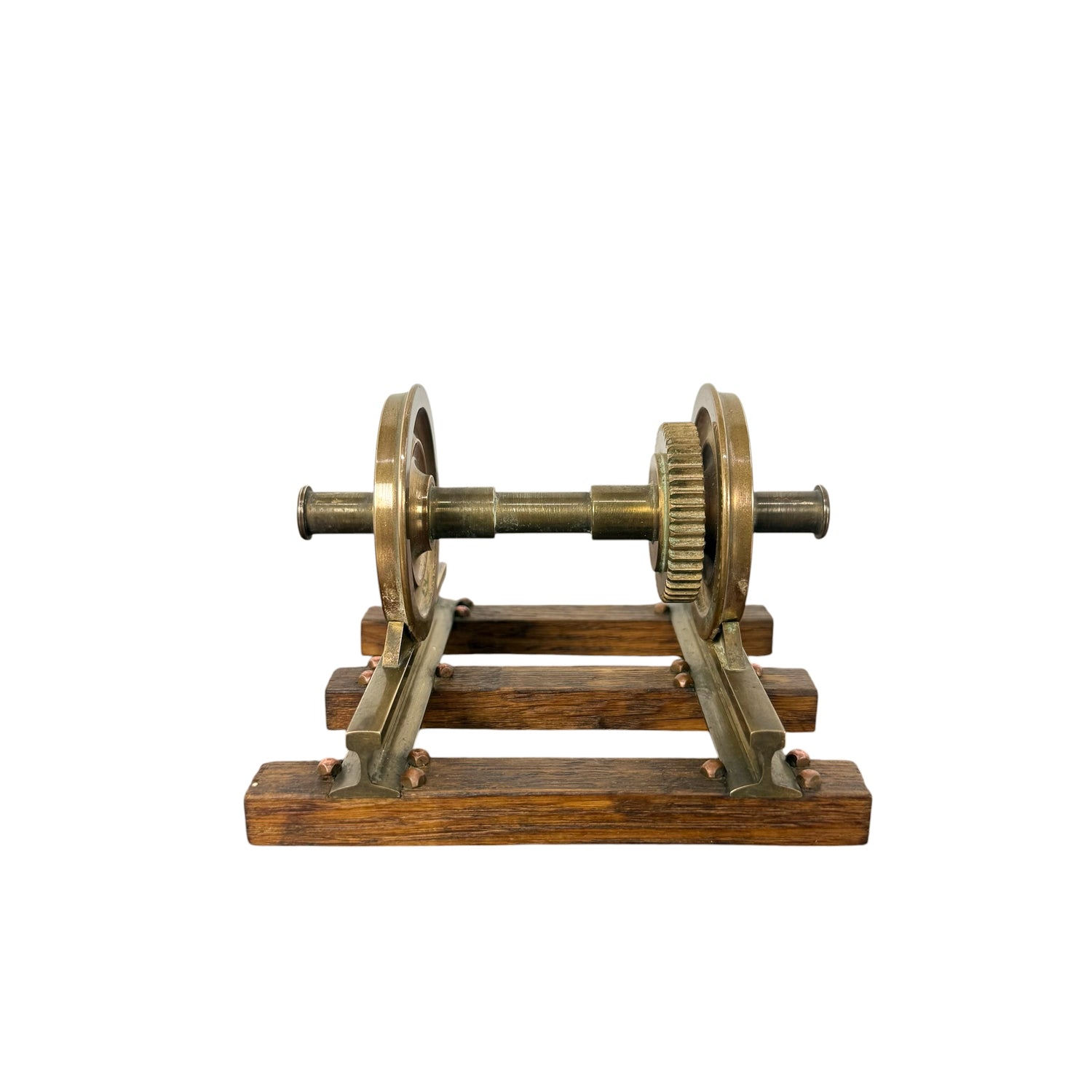Vintage Messing Spoorwegwielstel Displaymodel
