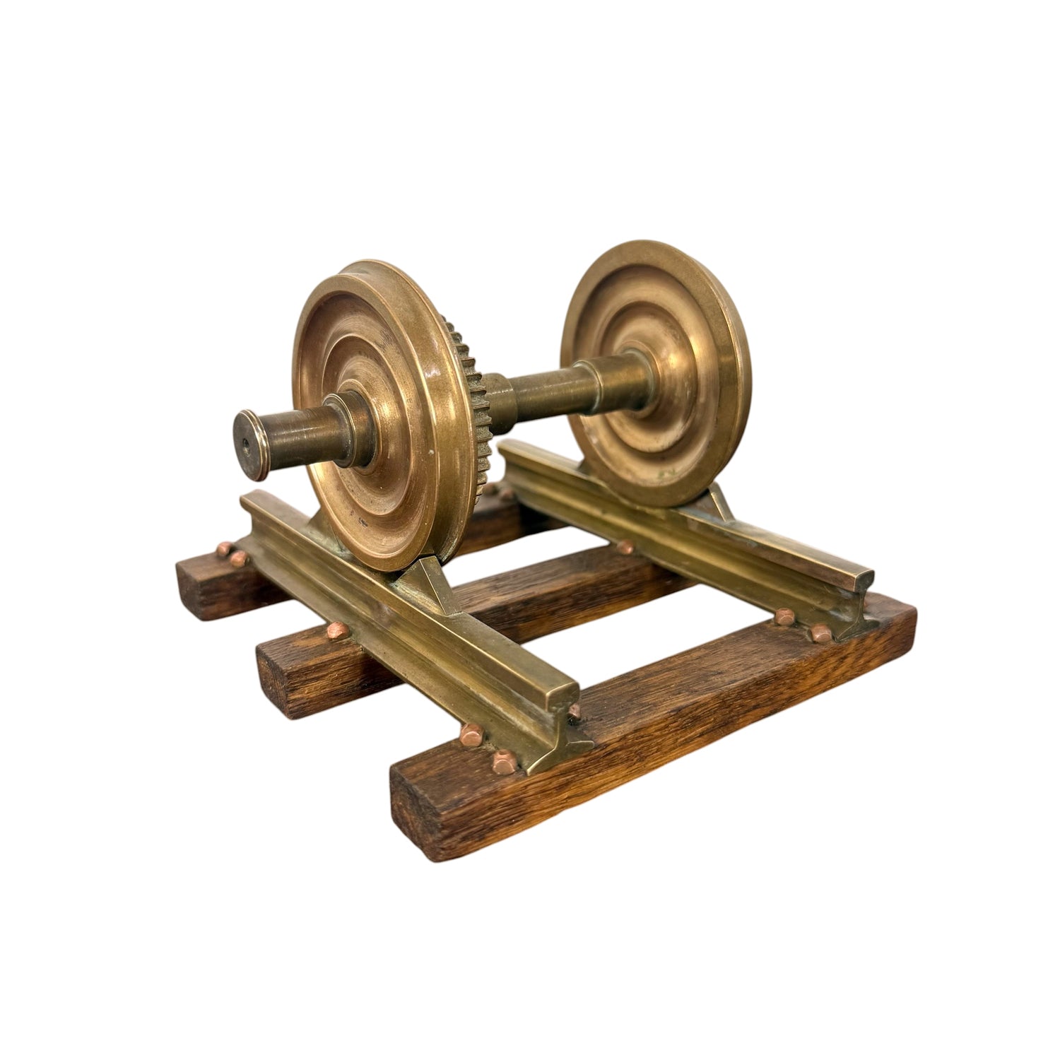 Vintage Messing Spoorwegwielstel Displaymodel
