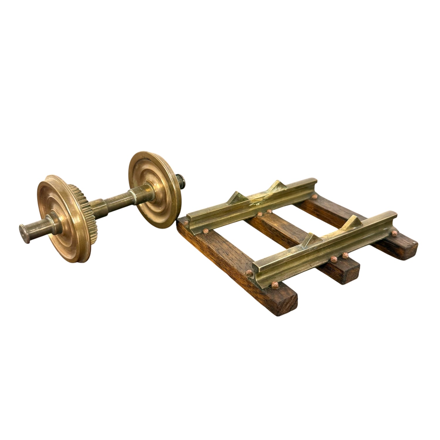 Vintage Messing Spoorwegwielstel Displaymodel