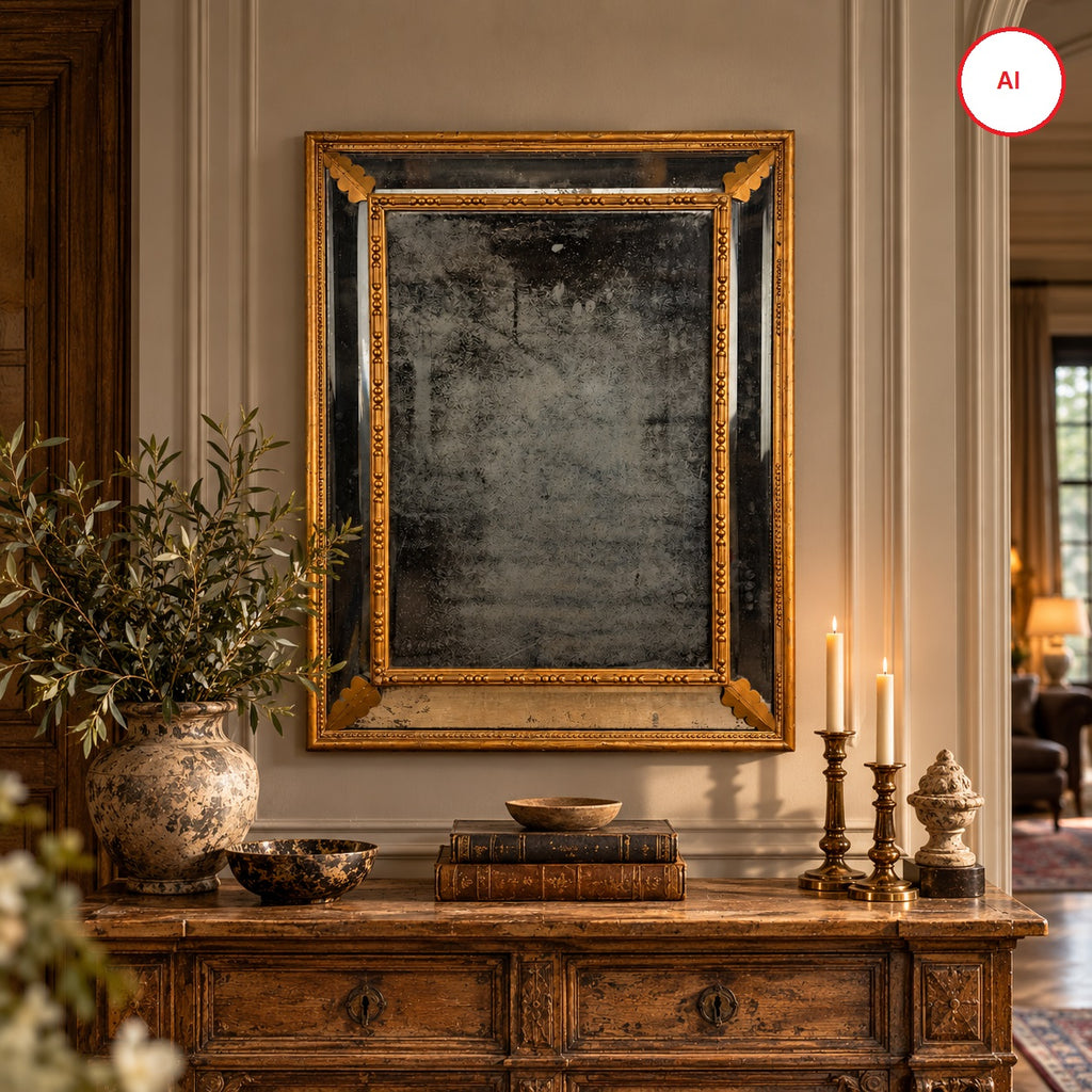 Antique French Mirror with Foxed Glass