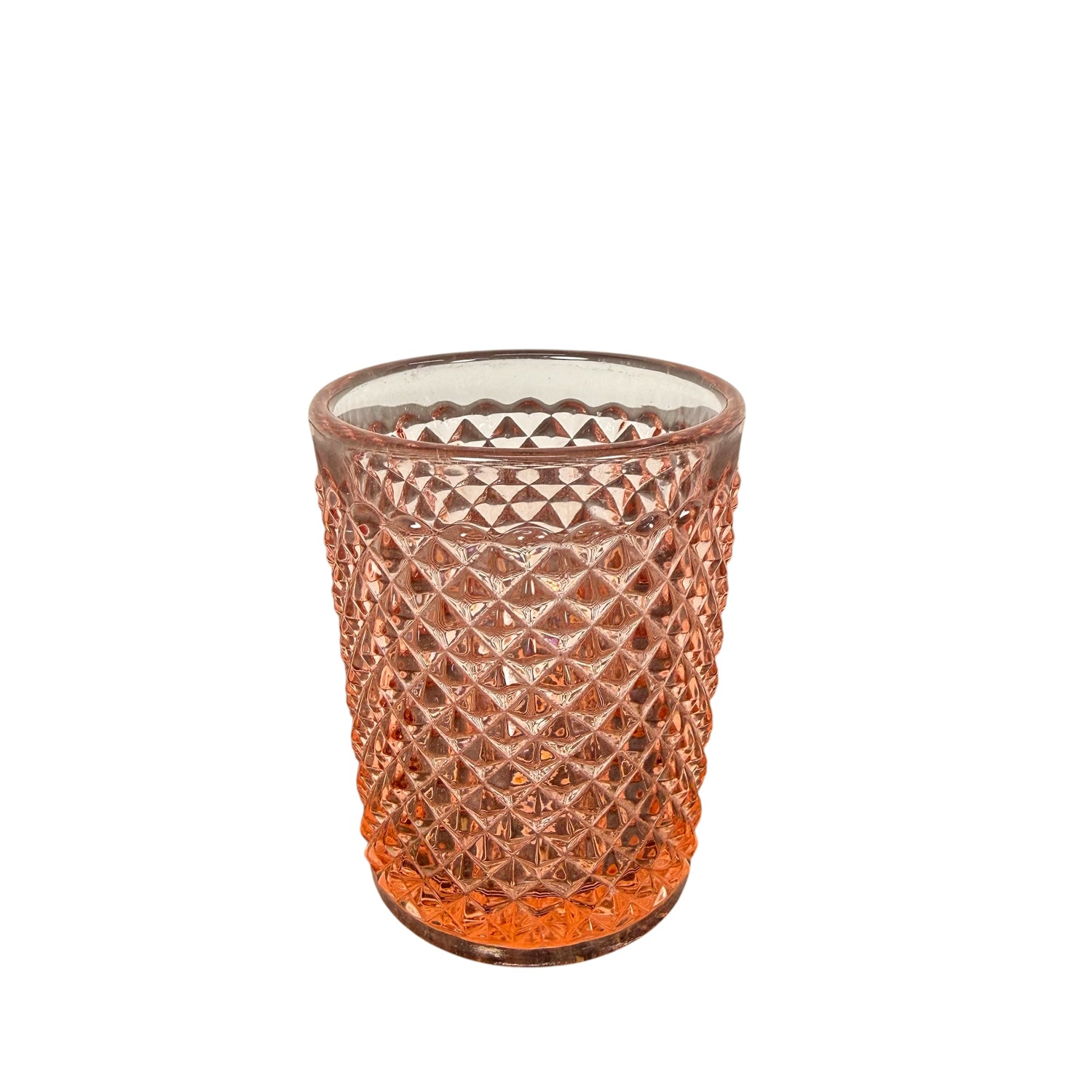 Vintage Roze Geperst Glas Badkamerset