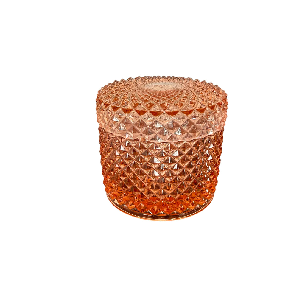 Vintage Roze Geperst Glas Badkamerset
