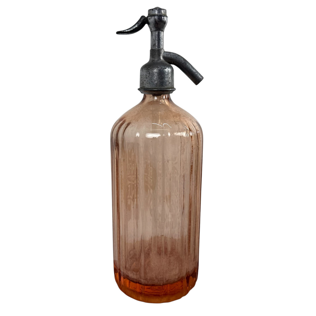 French antique pink glass seltzer bottle