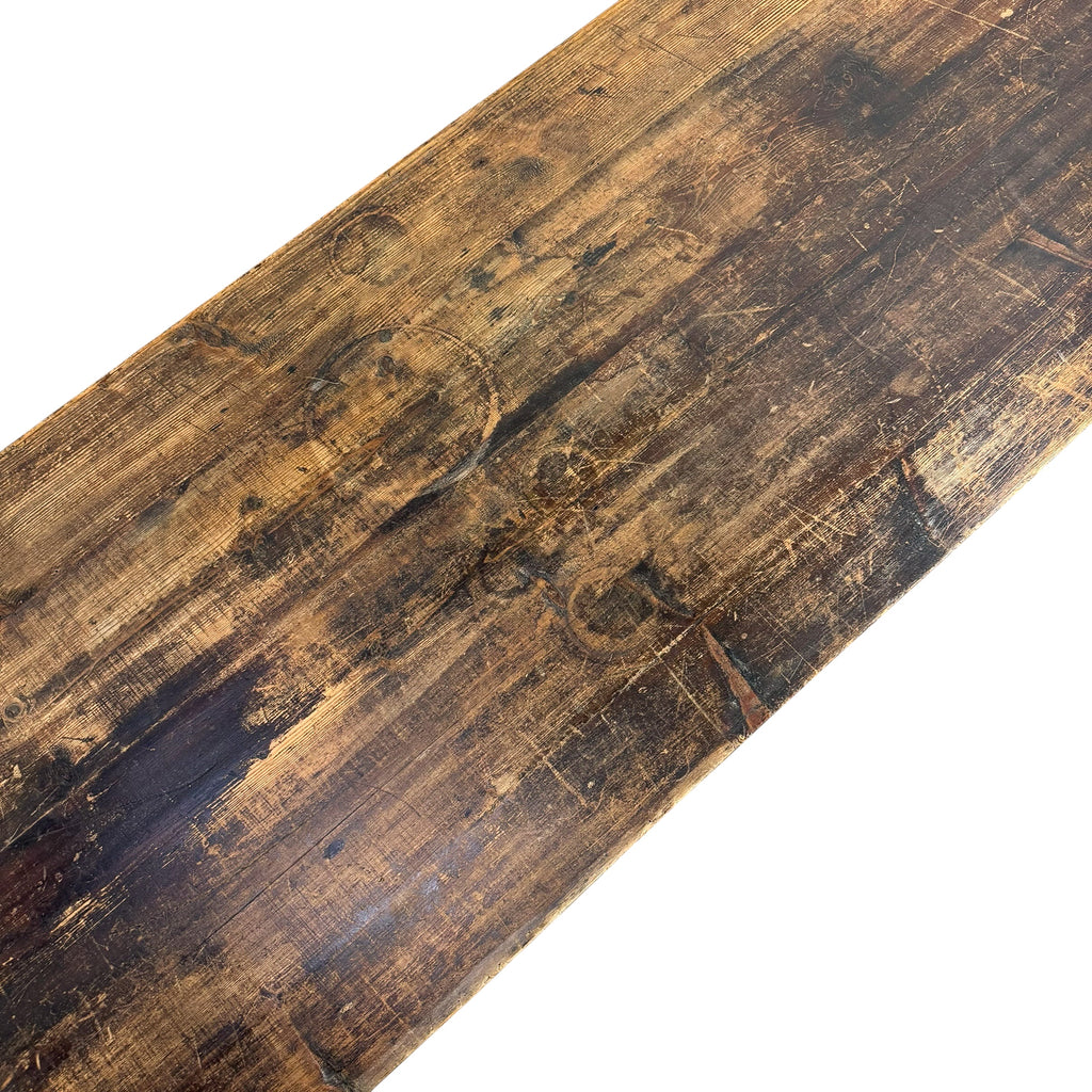 3 meter lange antieke serveertafel – console tafel op porseleinen wielen