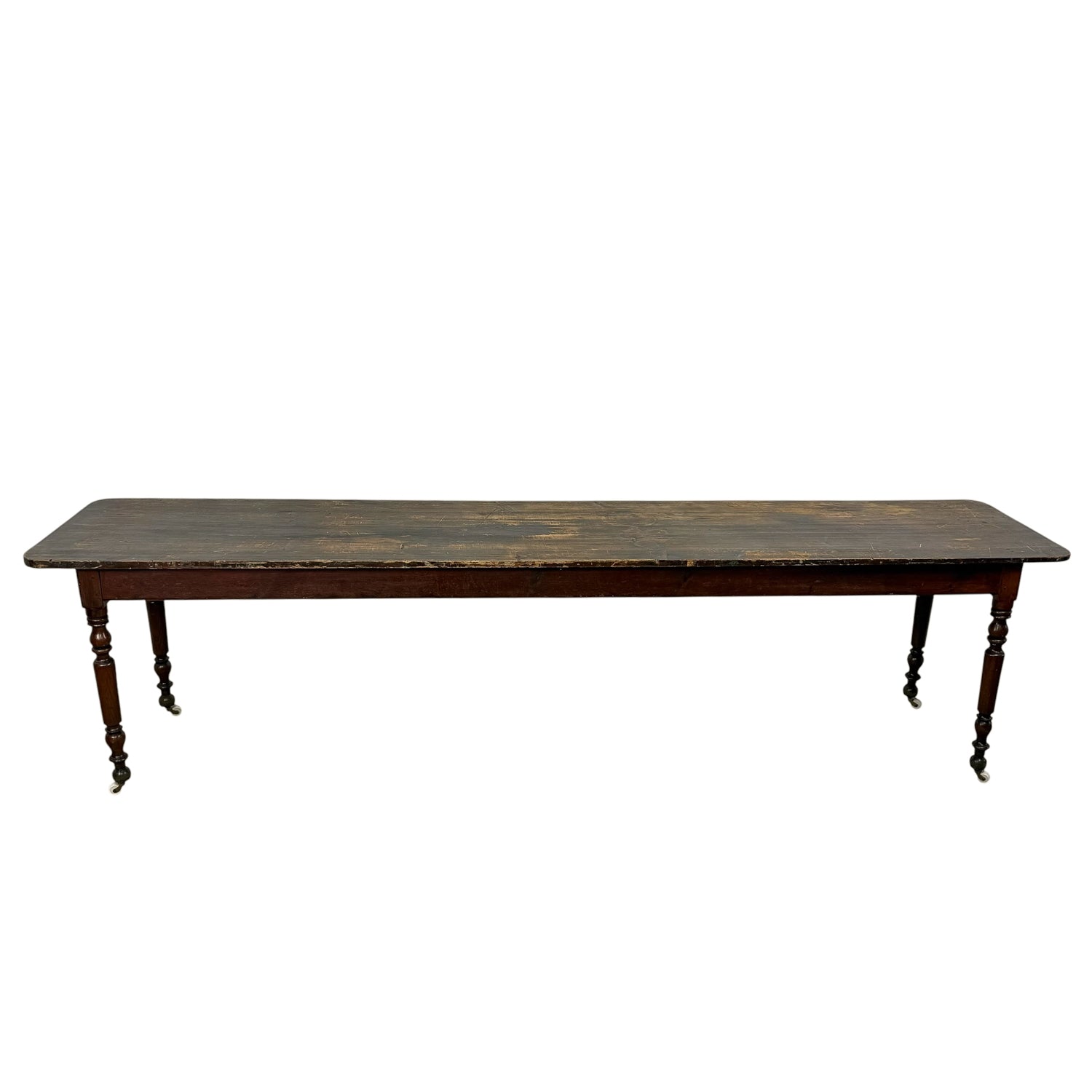 3 Meter Long Antique Table on Porcelain Casters