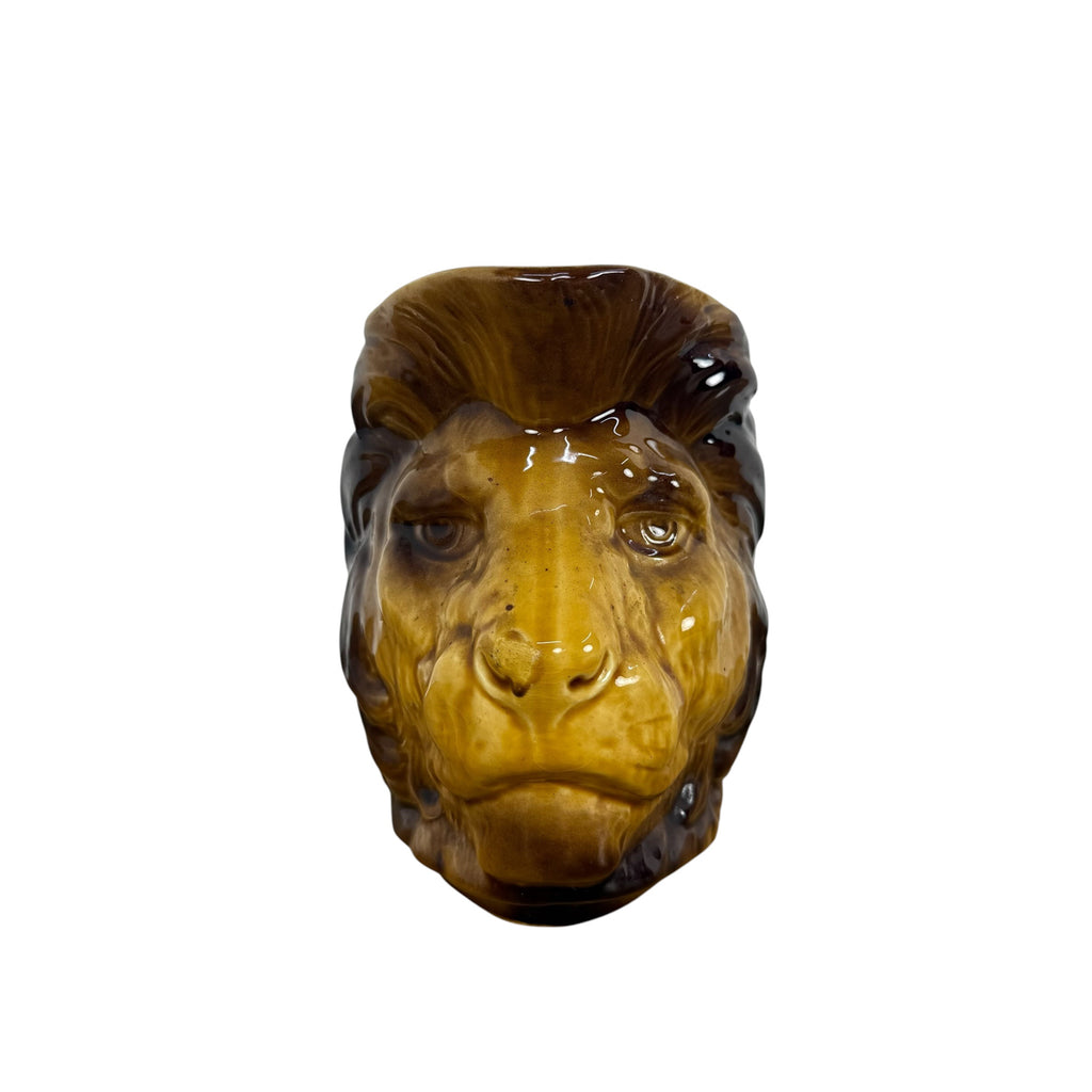 Antique Sarreguemines lion head creamer jug ca. 1900