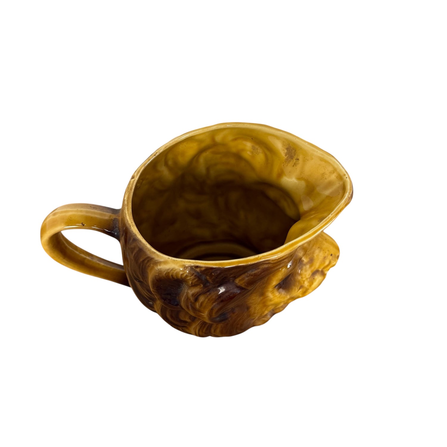 Antique Sarreguemines lion head creamer jug ca. 1900