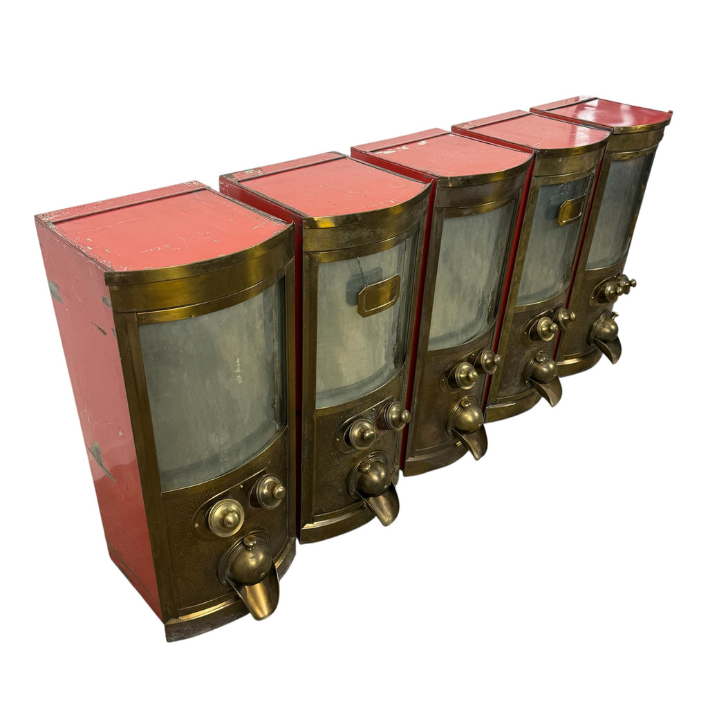 Vintage Brass Coffee Bean Dispensers – Set of Five