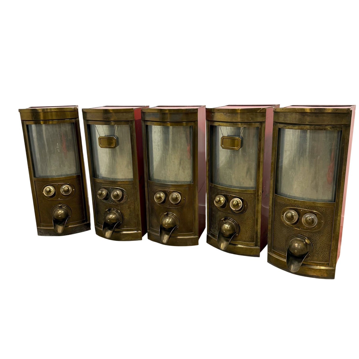Vintage Brass Coffee Bean Dispensers – Set of Five