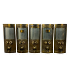 Vintage Brass Coffee Bean Dispensers – Set of Five