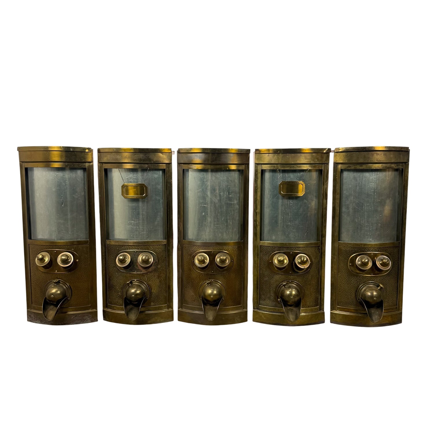 Vintage Brass Coffee Bean Dispensers – Set of Five