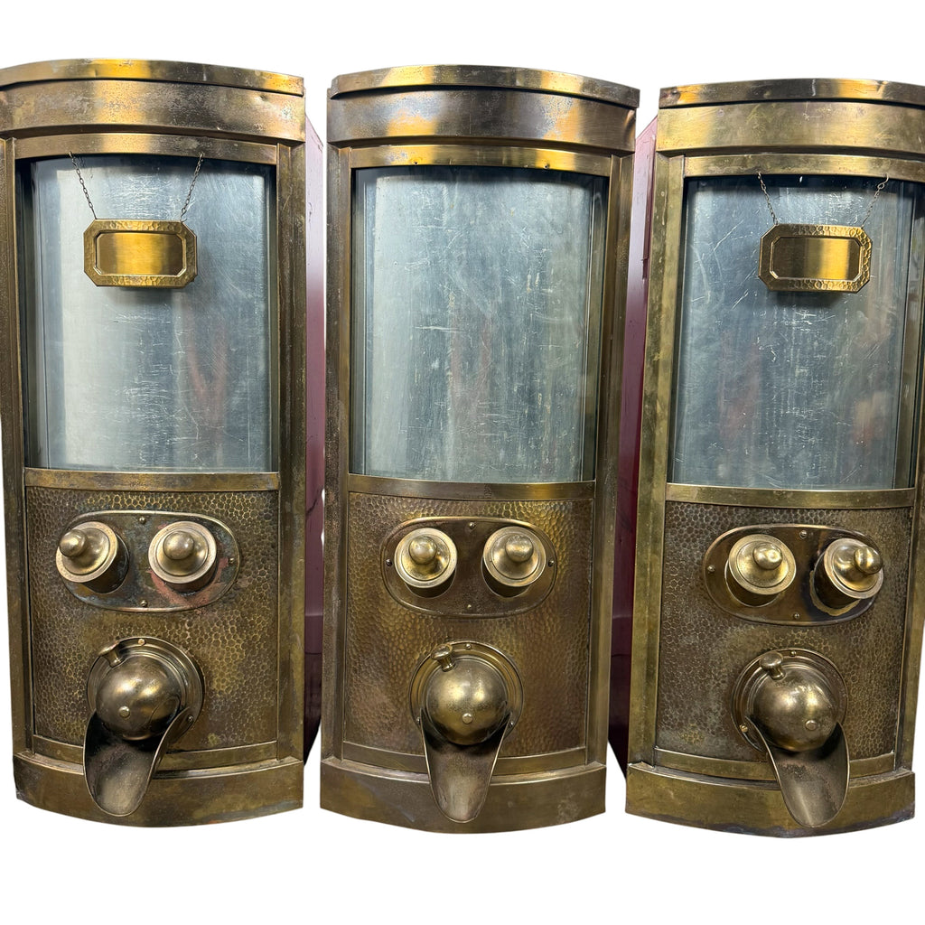 Vintage Brass Coffee Bean Dispensers – Set of Five
