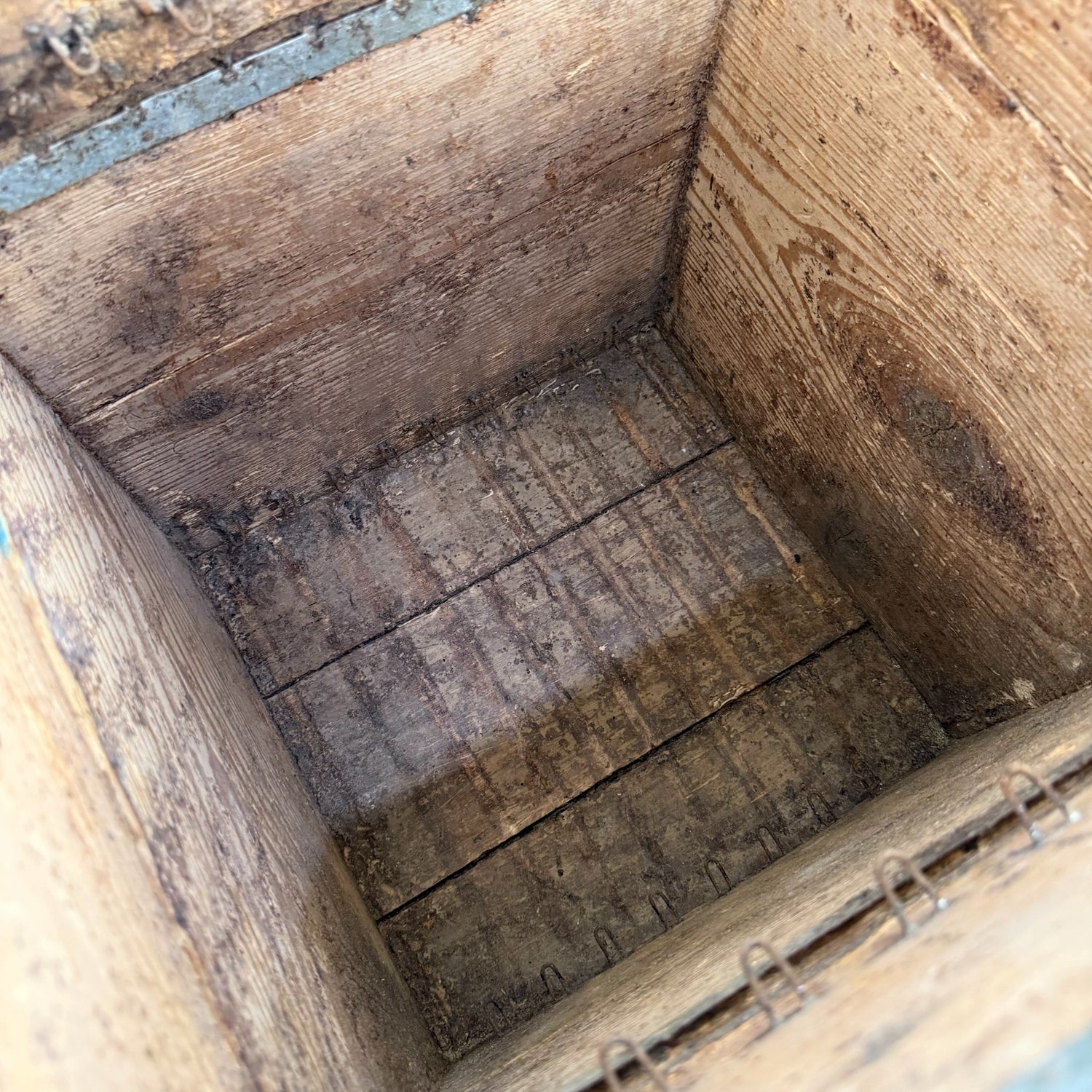 French antique blue wooden beehive