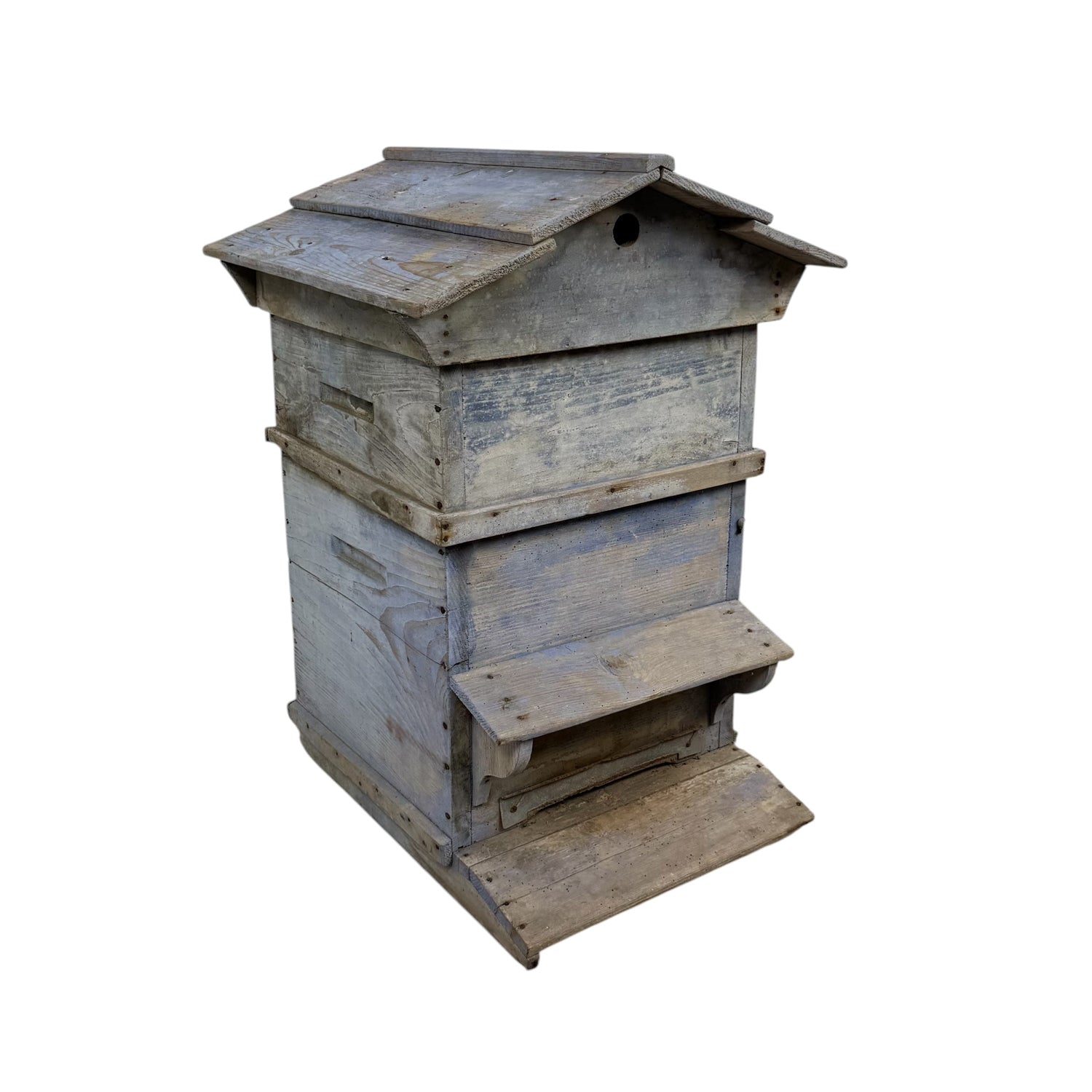 French anntique blue wooden beehive