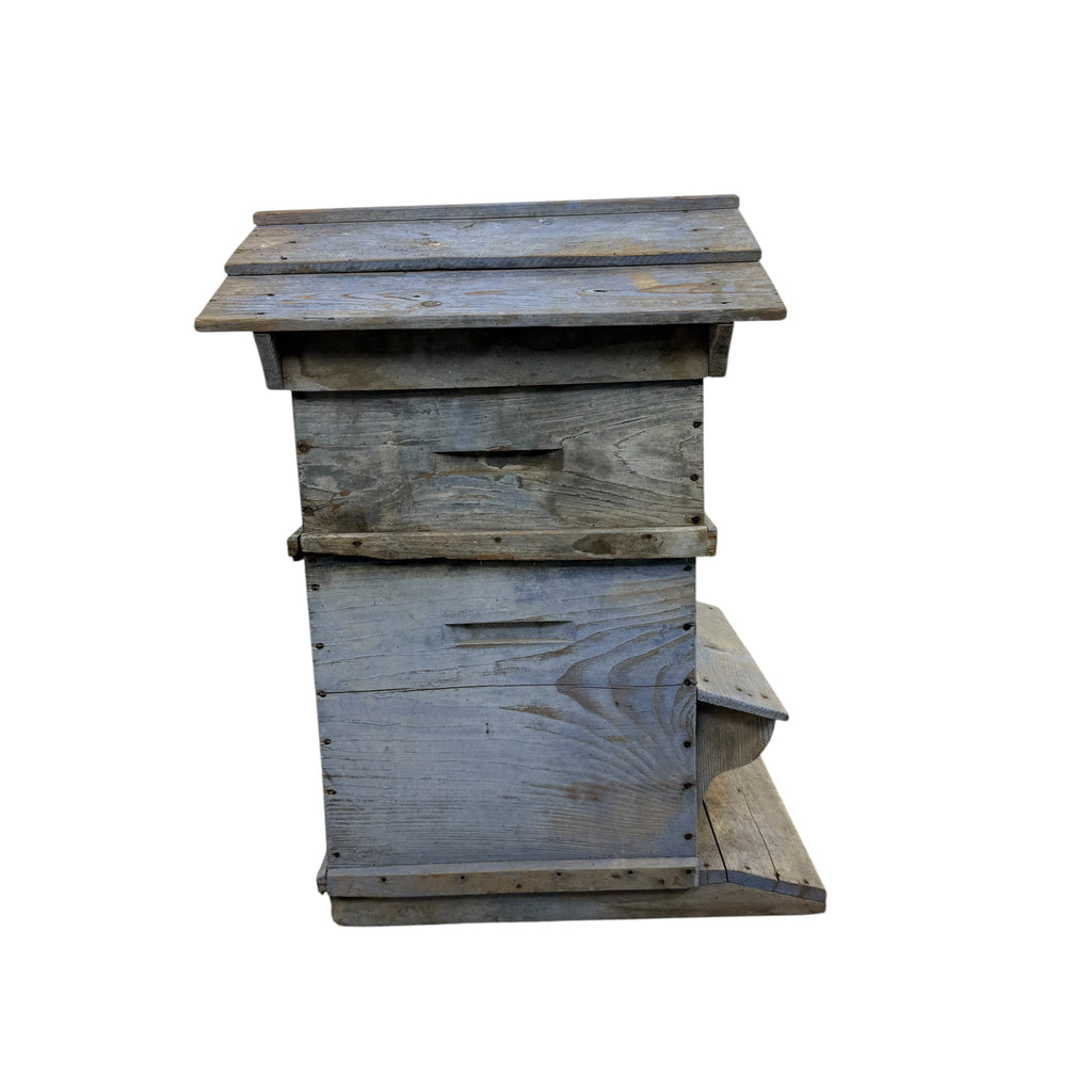 French antique blue wooden beehive