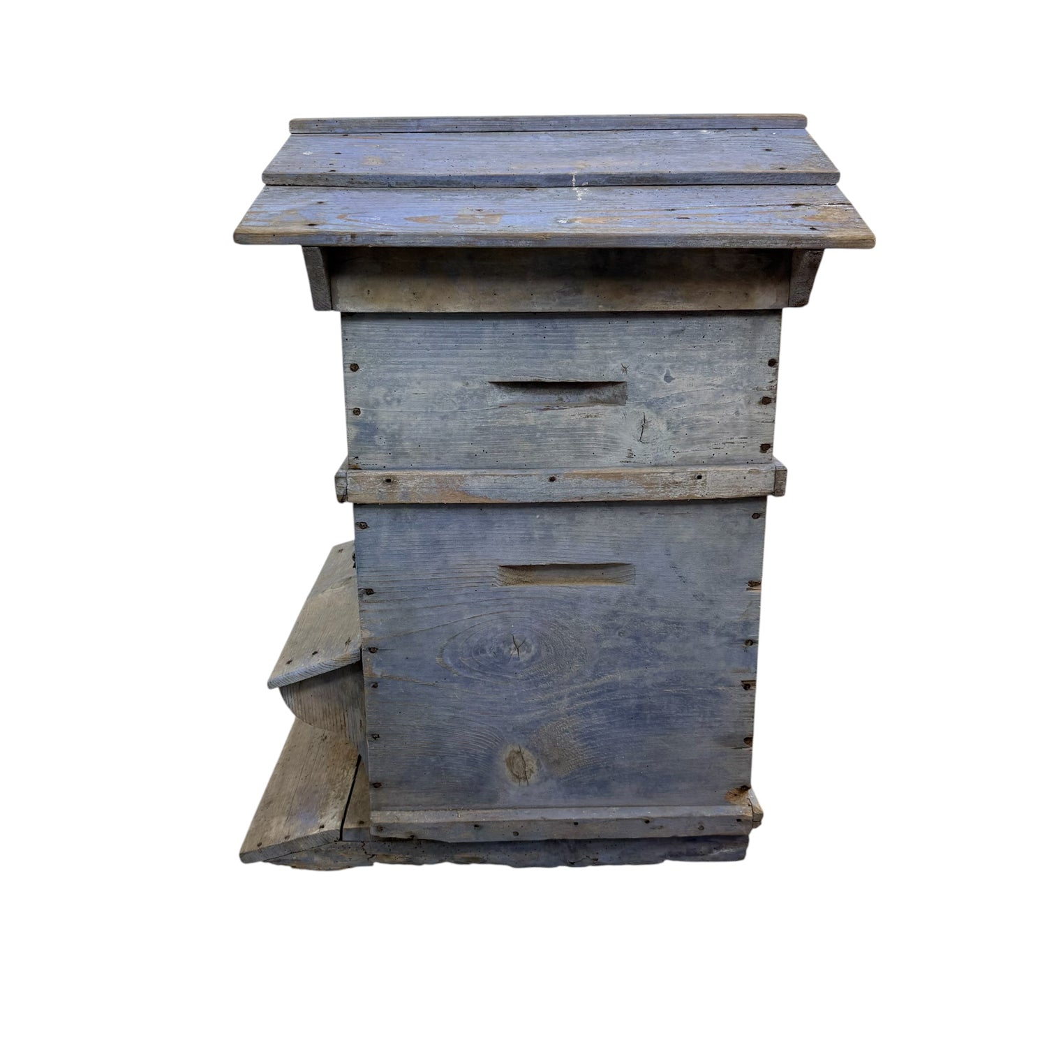French anntique blue wooden beehive