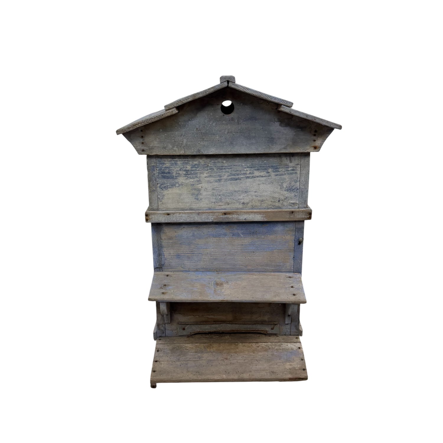 French antique blue wooden beehive