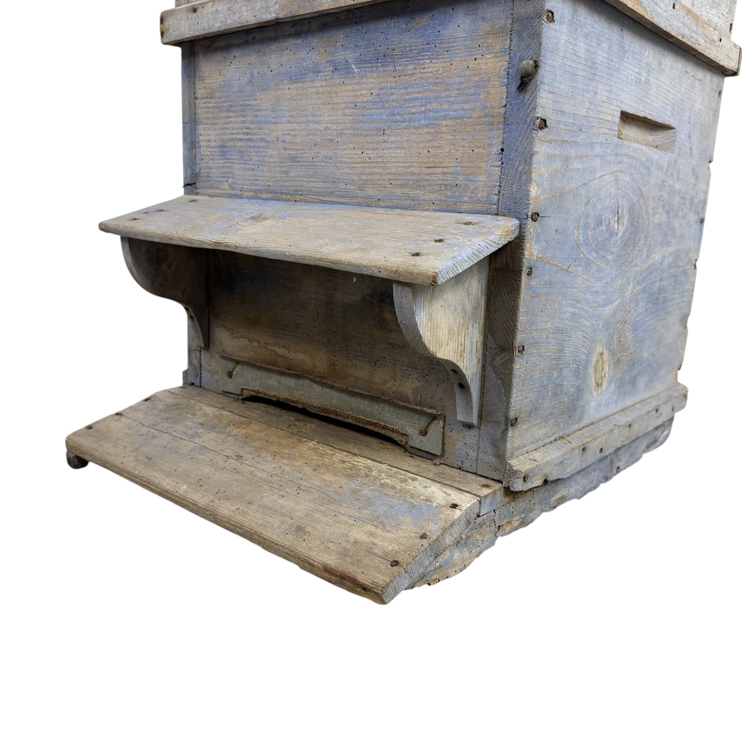 French antique blue wooden beehive