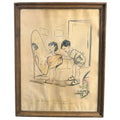 Antique French Drawing – "Men Are Good for Something After All!