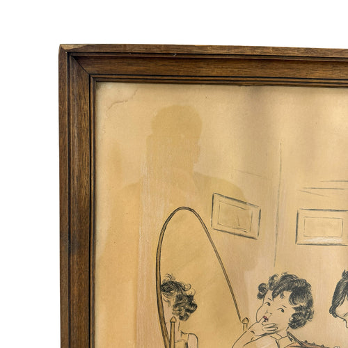 Antique French Drawing – "Men Are Good for Something After All!